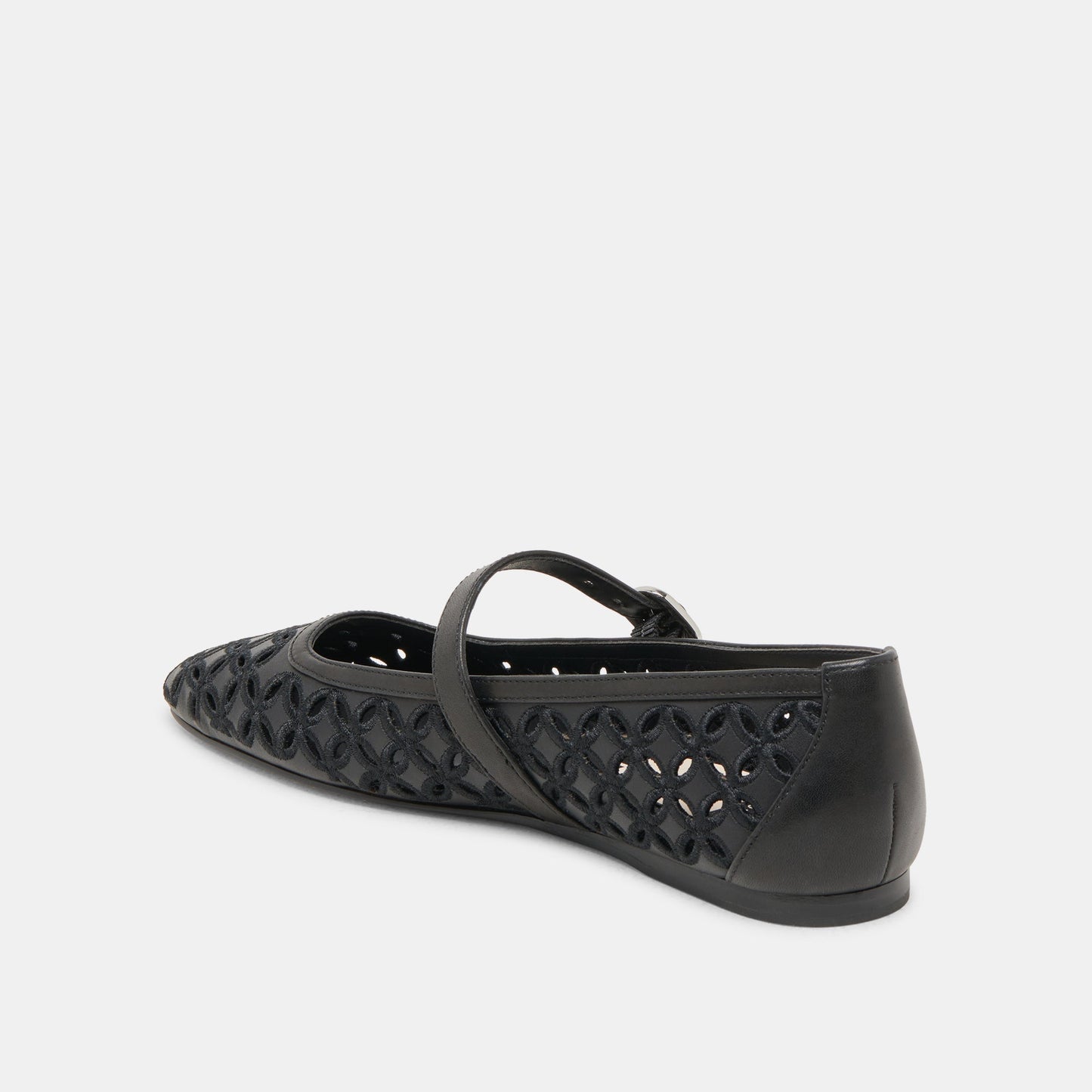RODNI EYELET PERF BALLET FLATS BLACK LEATHER - Dolce Vita