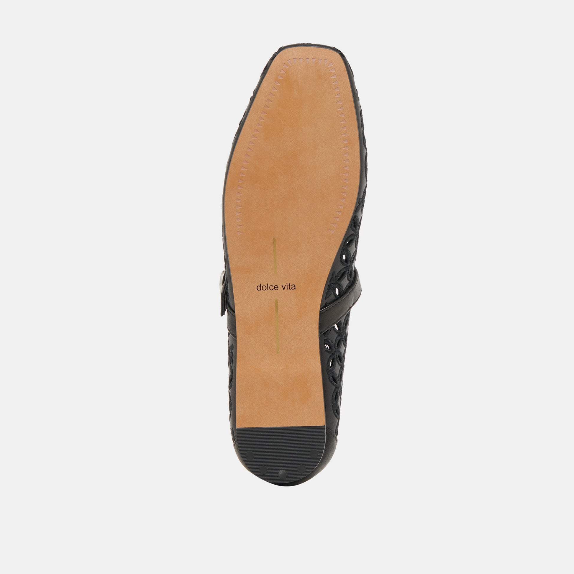 RODNI EYELET PERF BALLET FLATS BLACK LEATHER - Dolce Vita
