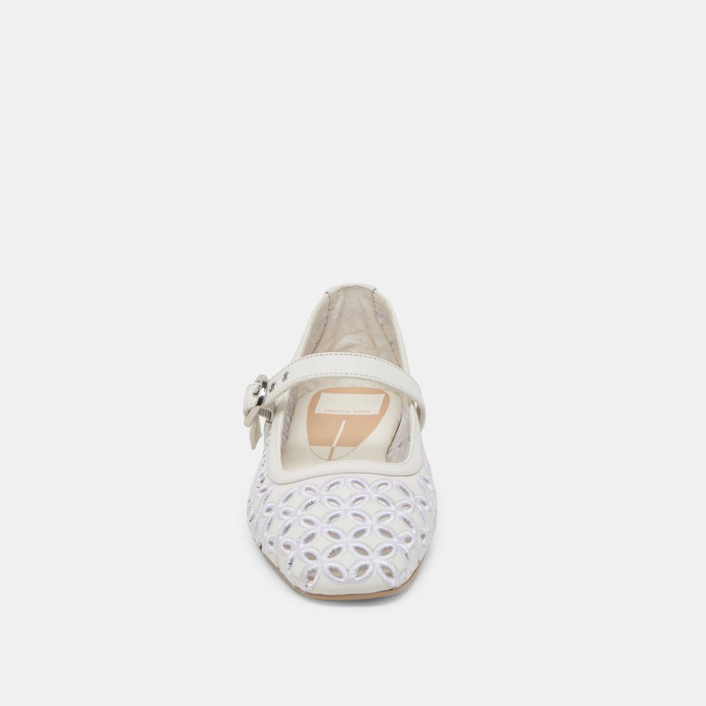 RODNI EYELET PERF BALLET FLATS TRUE WHITE LEATHER - Dolce Vita