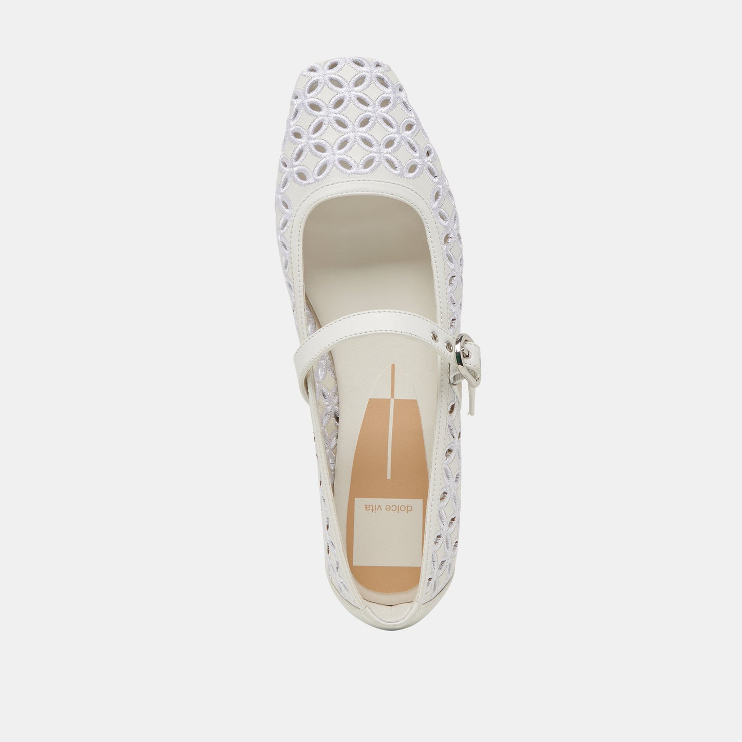 RODNI EYELET PERF BALLET FLATS TRUE WHITE LEATHER - Dolce Vita