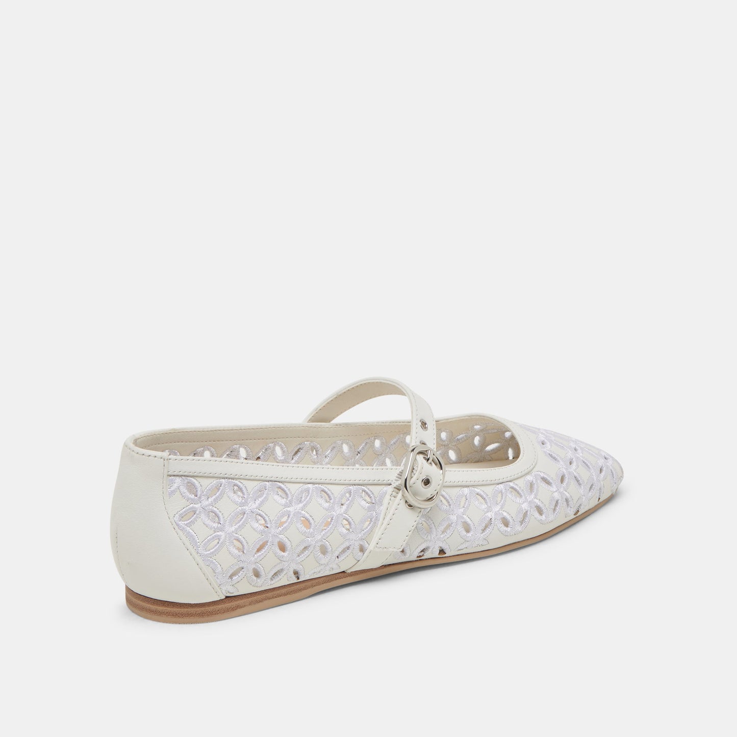 RODNI EYELET PERF BALLET FLATS TRUE WHITE LEATHER - Dolce Vita