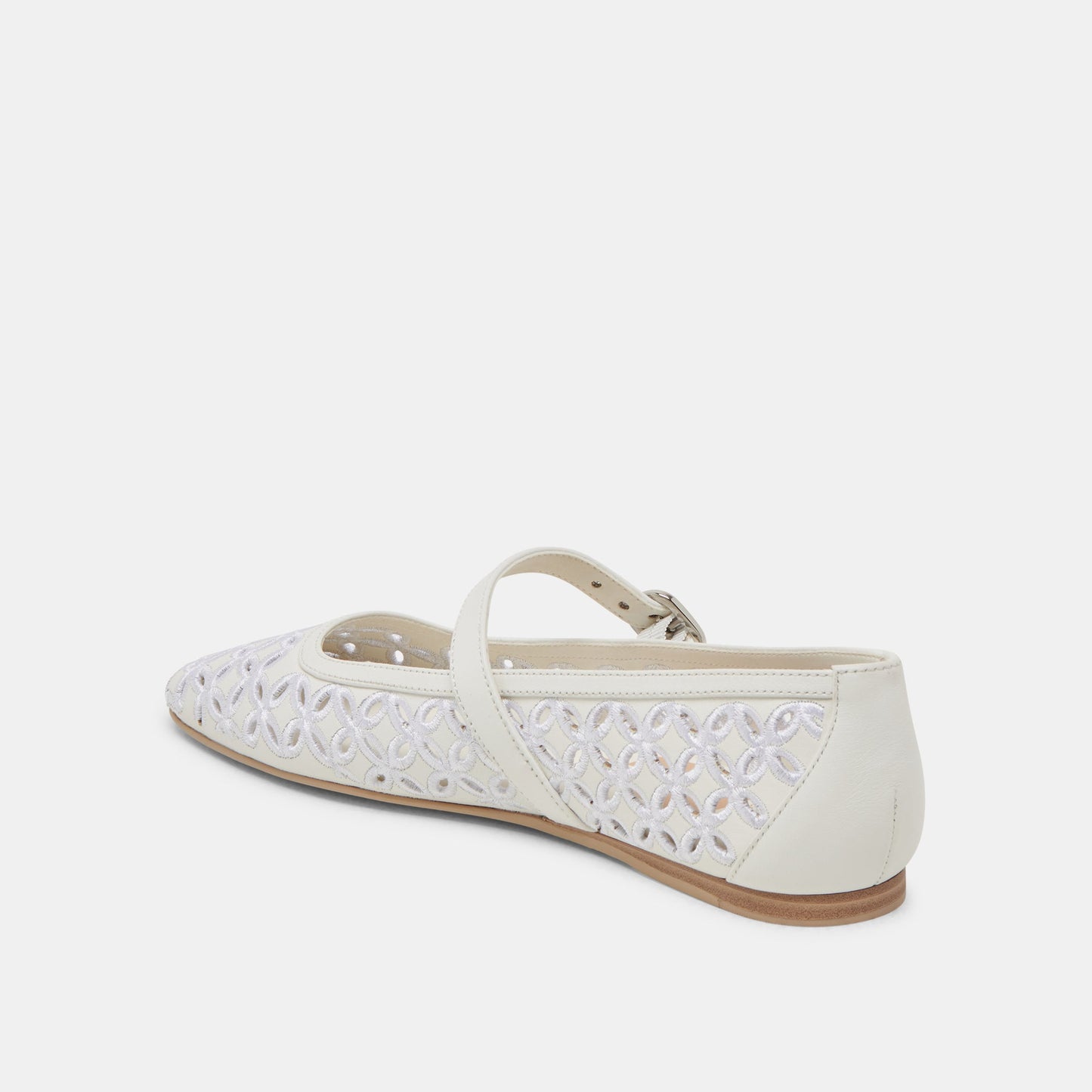 RODNI EYELET PERF BALLET FLATS TRUE WHITE LEATHER - Dolce Vita
