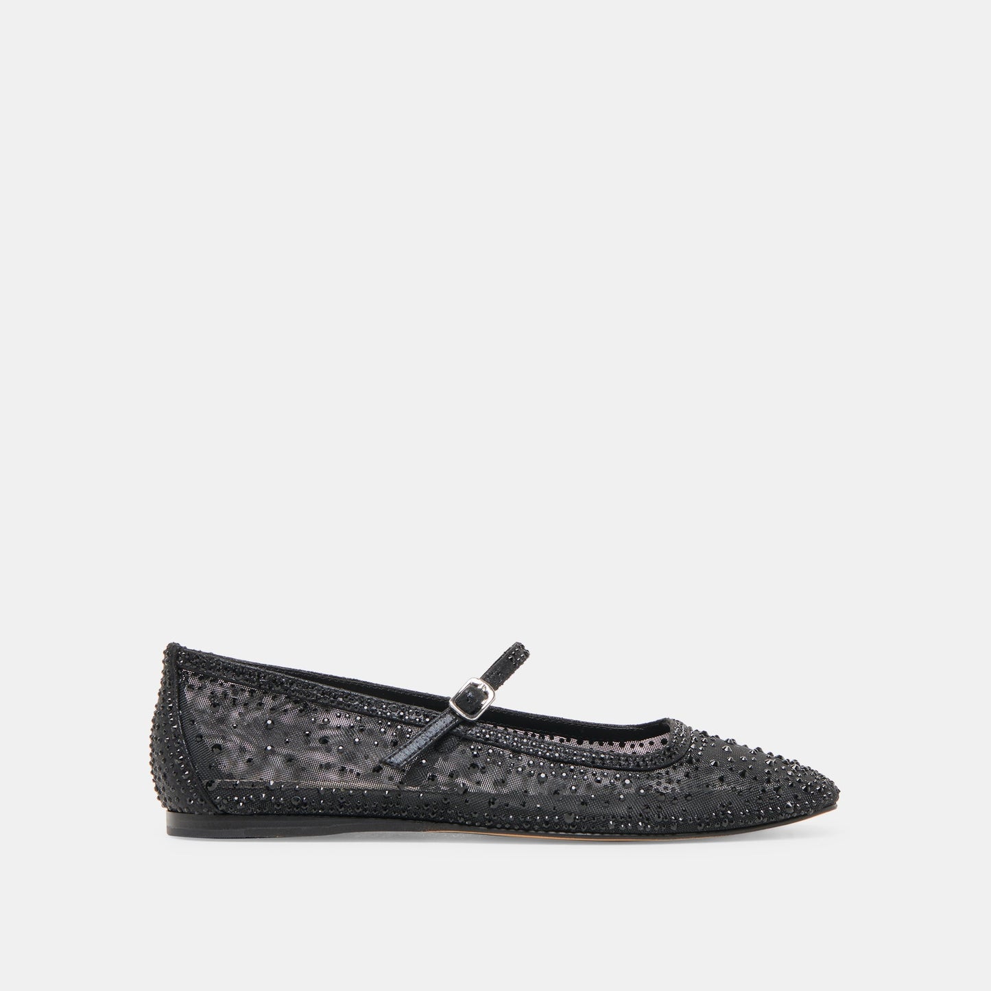 REYES CRYSTAL BALLET FLATS BLACK MESH - Dolce Vita