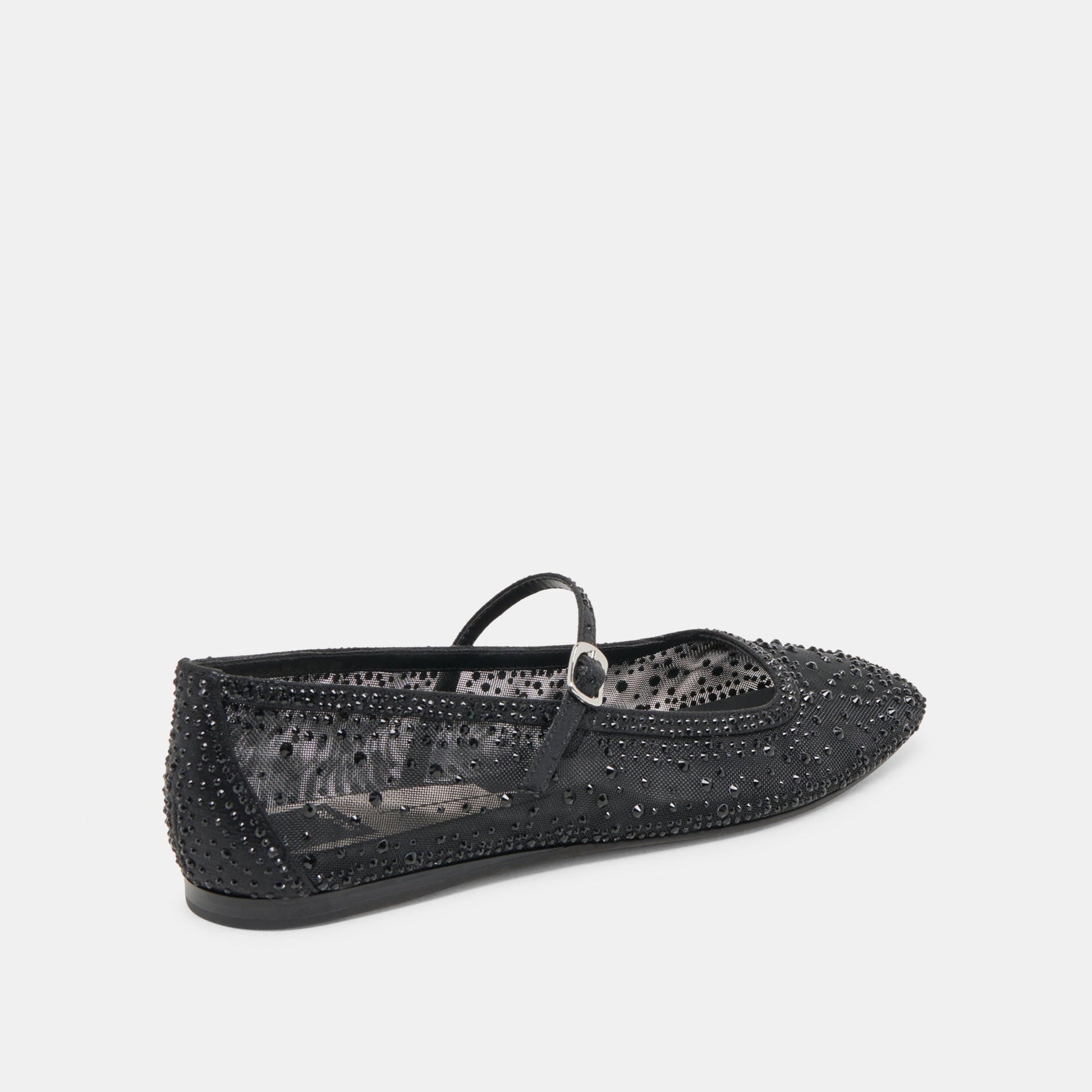 REYES CRYSTAL BALLET FLATS BLACK MESH - Dolce Vita