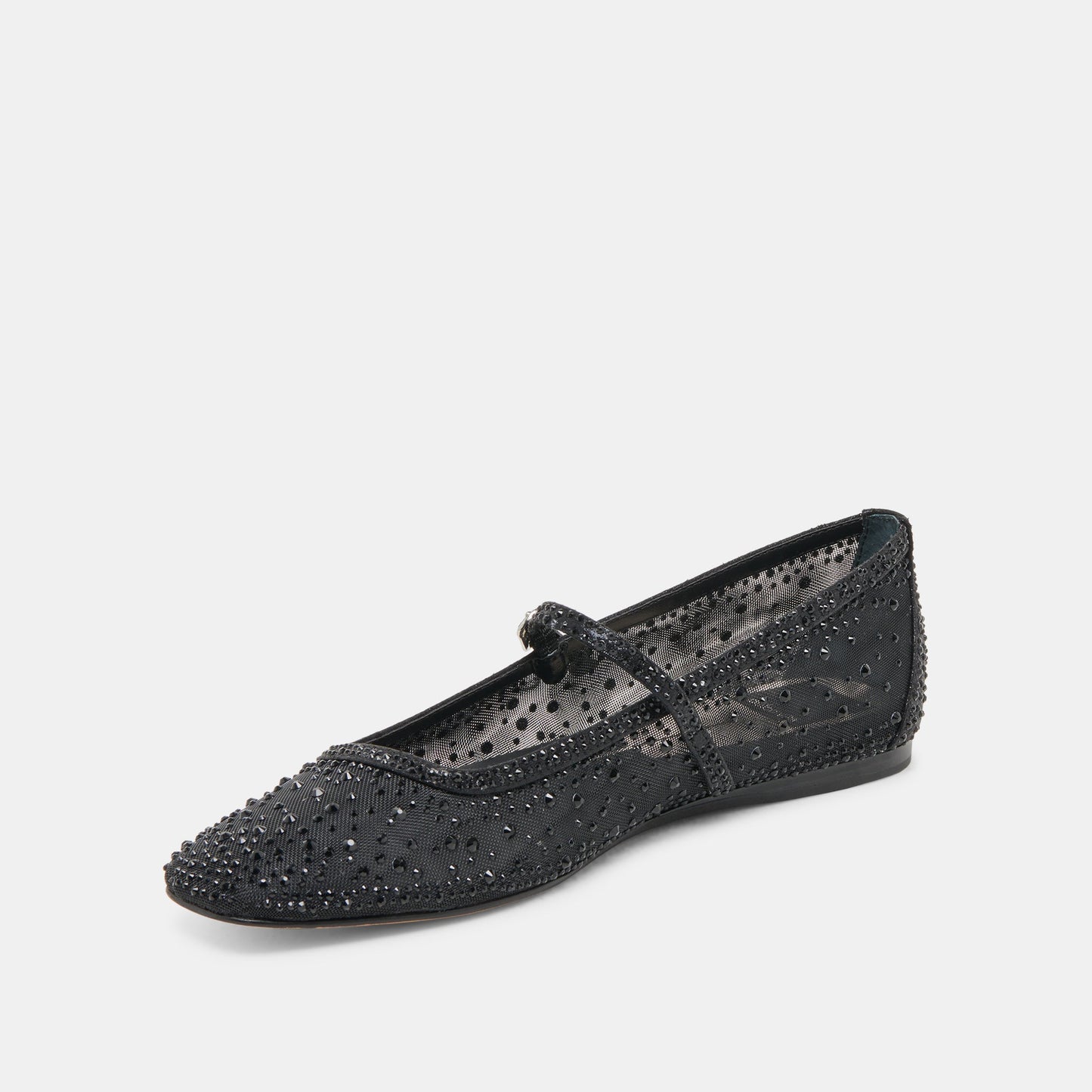 REYES CRYSTAL BALLET FLATS BLACK MESH - Dolce Vita