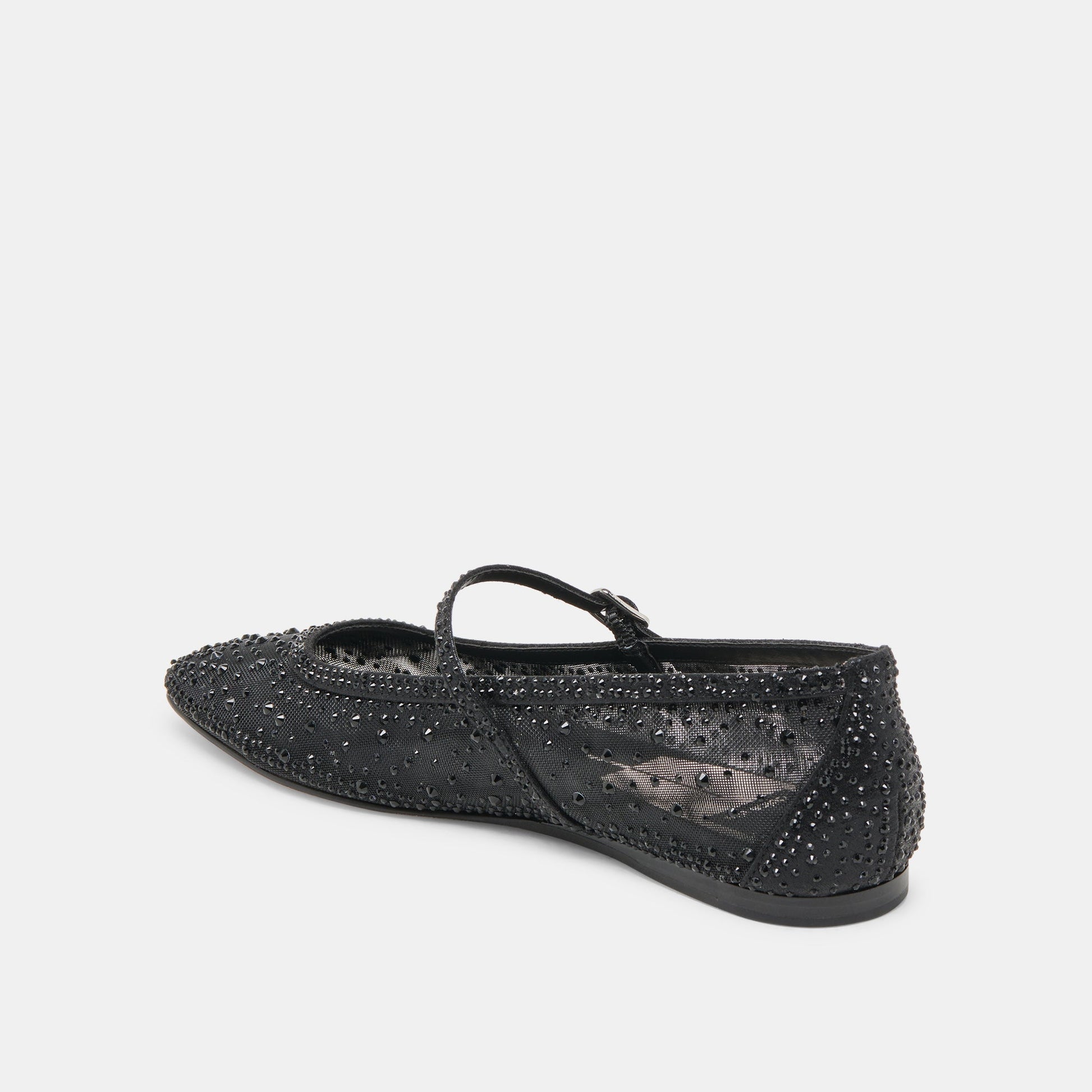 REYES CRYSTAL BALLET FLATS BLACK MESH - Dolce Vita