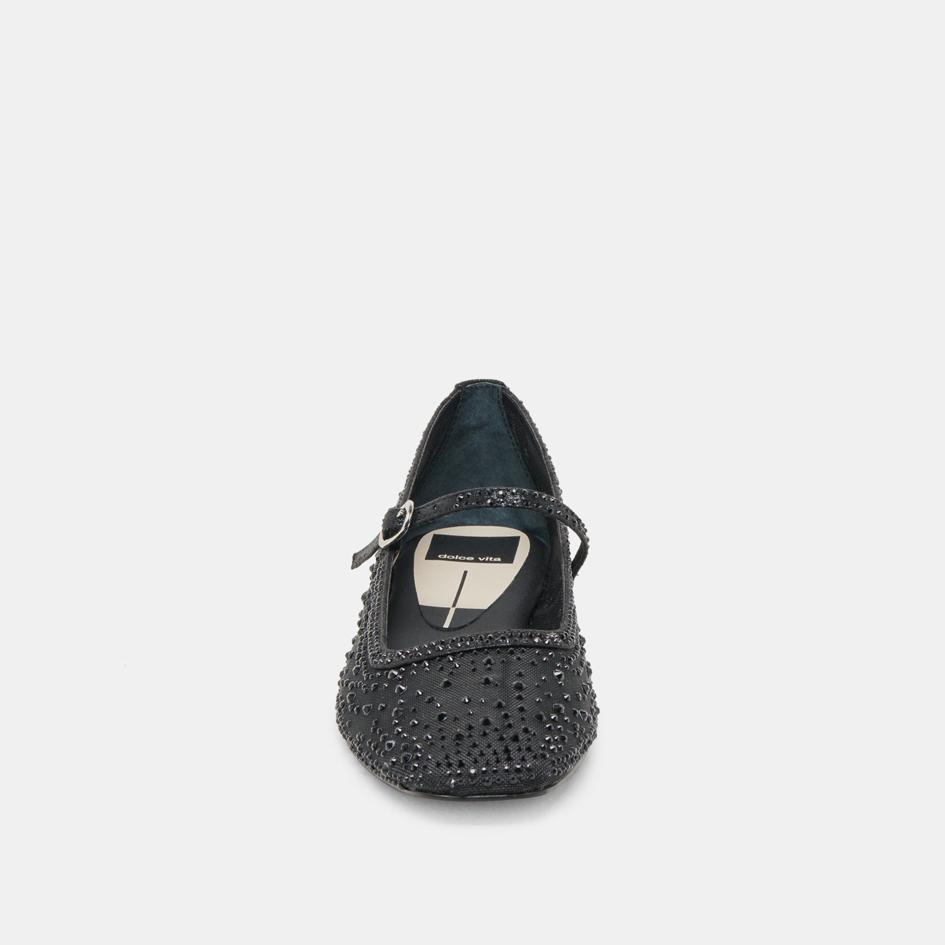 REYES CRYSTAL BALLET FLATS BLACK MESH - Dolce Vita