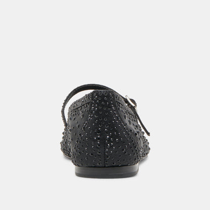 REYES CRYSTAL BALLET FLATS BLACK MESH - Dolce Vita