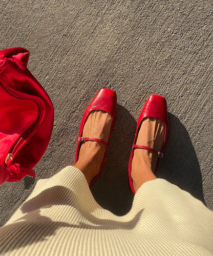 Reyes Ballet Flats Red Crinkle Patent - Dolce Vita