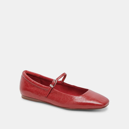 Reyes Ballet Flats Red Crinkle Patent - Dolce Vita