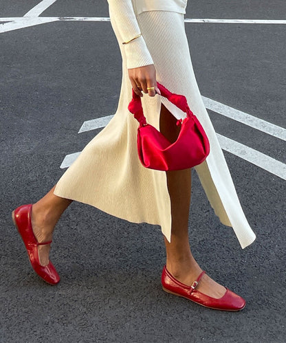 Reyes Ballet Flats Red Crinkle Patent - Dolce Vita