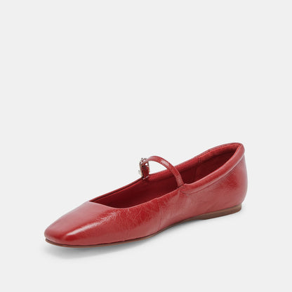 Reyes Ballet Flats Red Crinkle Patent - Dolce Vita