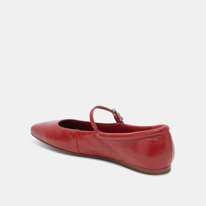 Reyes Ballet Flats Red Crinkle Patent - Dolce Vita