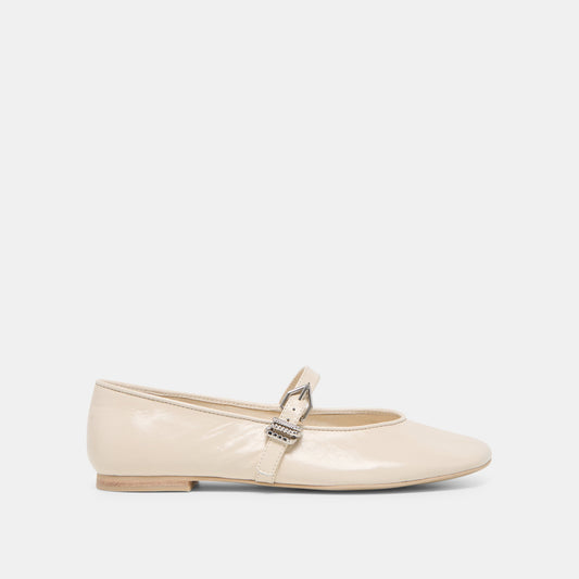Alizza Creme Crinkle Patent Ballet Flats - Dolce Vita