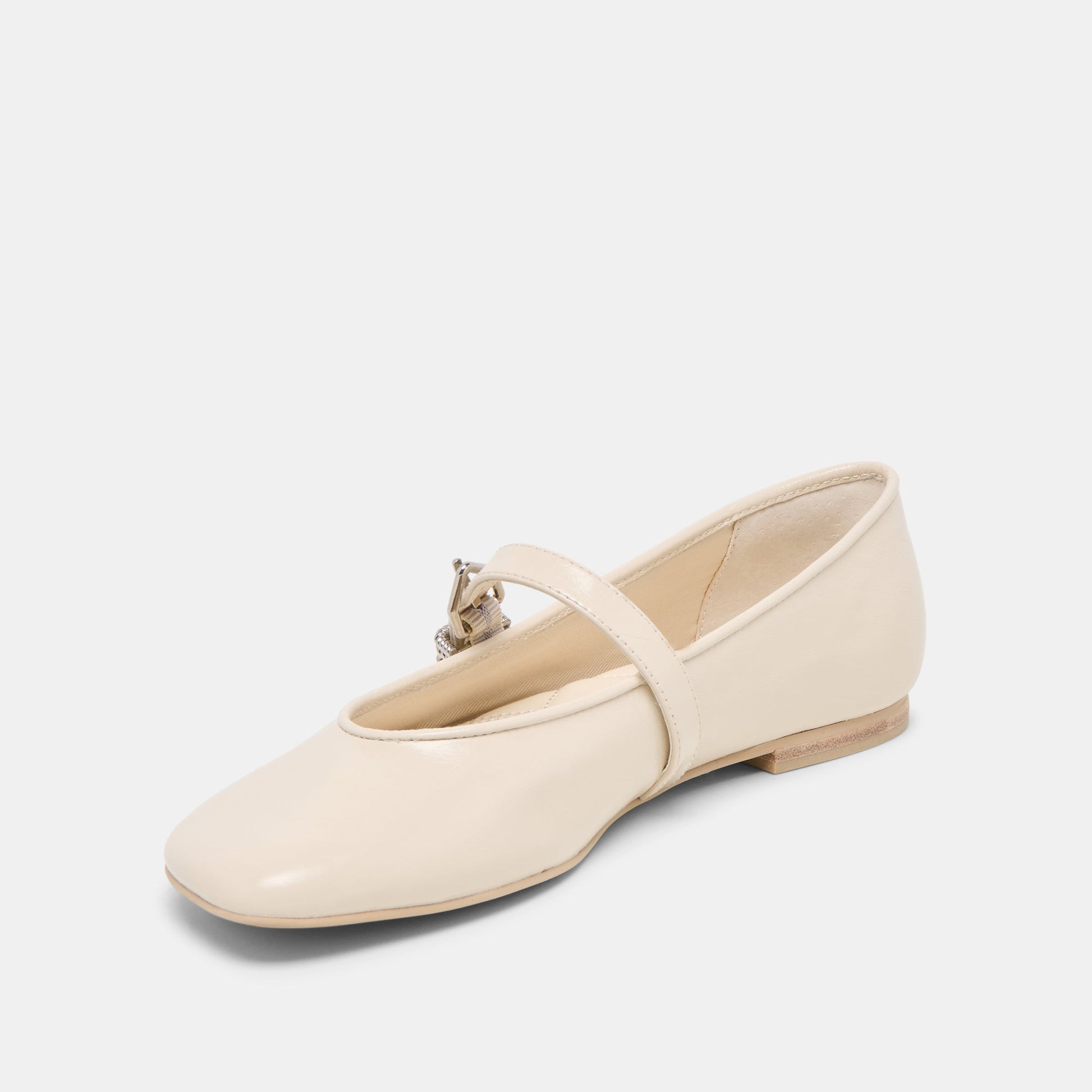 Alizza Creme Crinkle Patent Ballet Flats - Dolce Vita