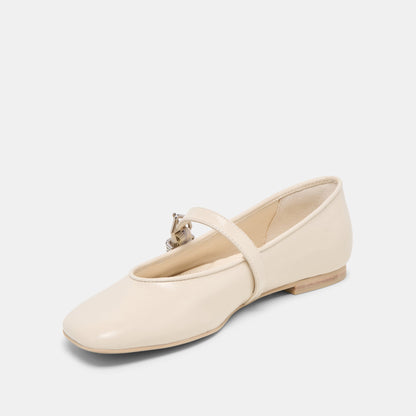 Alizza Creme Crinkle Patent Ballet Flats - Dolce Vita
