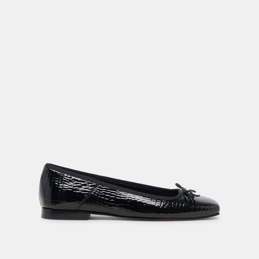 Anisa Ballet Flats NOIR EMBOSSED LEATHER - Dolce Vita