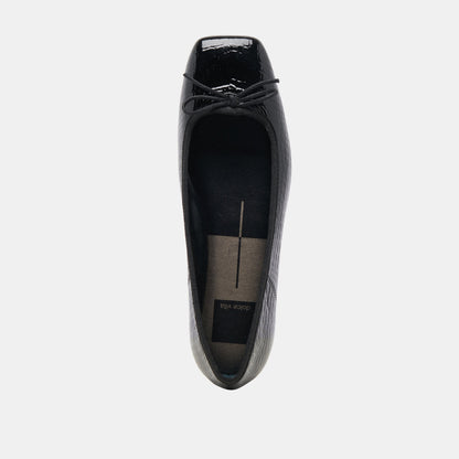 Anisa Ballet Flats NOIR EMBOSSED LEATHER - Dolce Vita