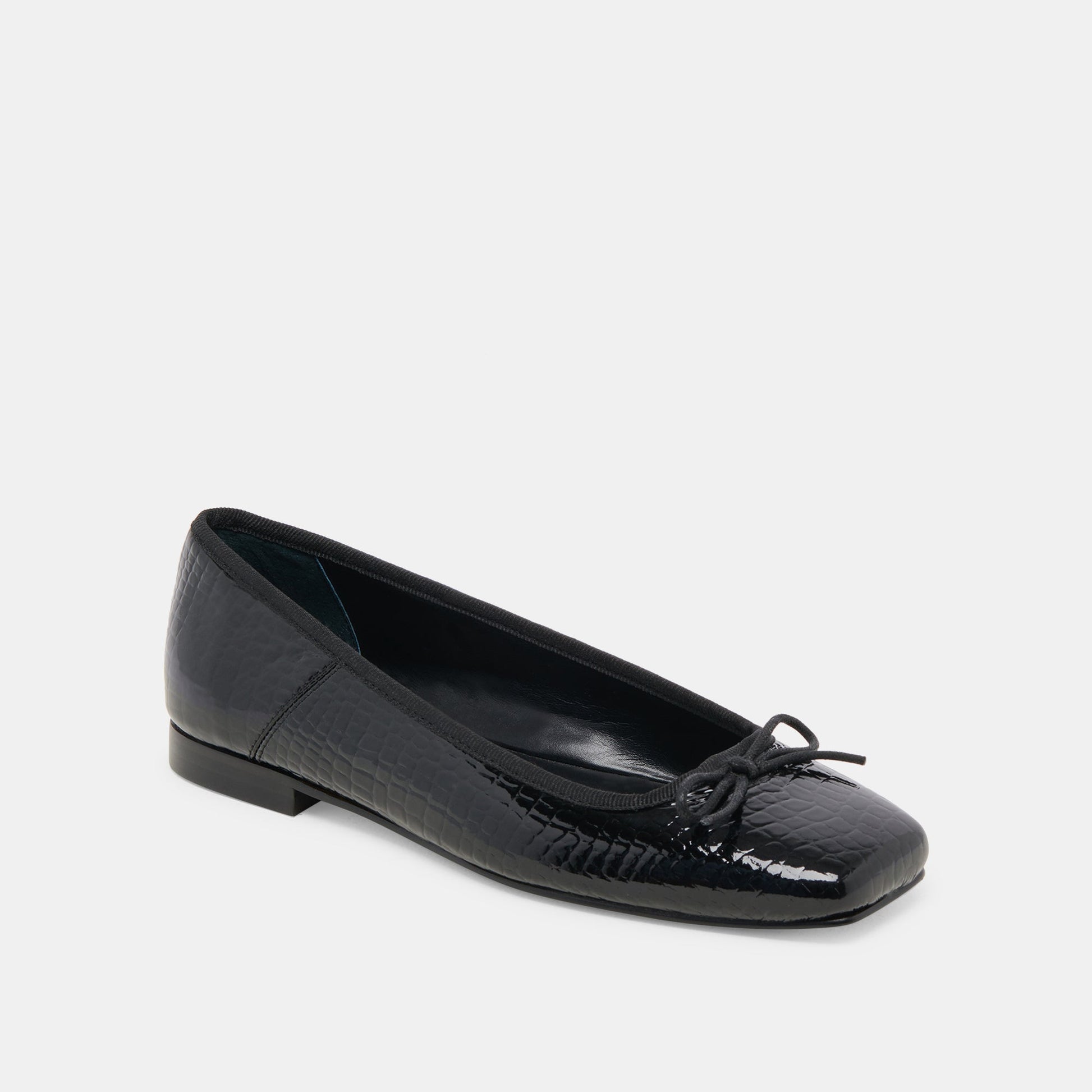 Anisa Ballet Flats NOIR EMBOSSED LEATHER - Dolce Vita