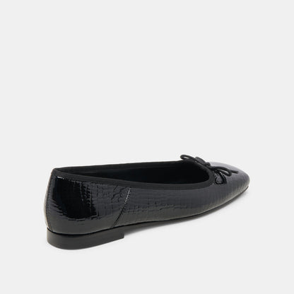Anisa Ballet Flats NOIR EMBOSSED LEATHER - Dolce Vita