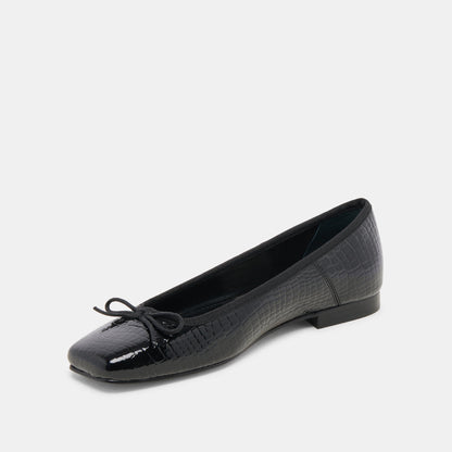 Anisa Ballet Flats NOIR EMBOSSED LEATHER - Dolce Vita