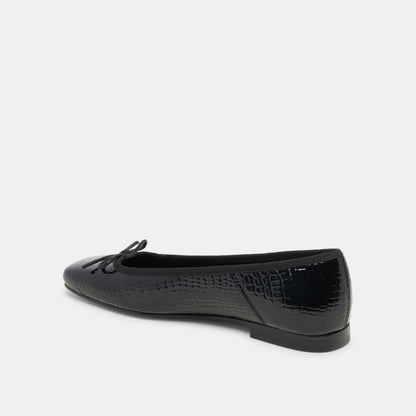 Anisa Ballet Flats NOIR EMBOSSED LEATHER - Dolce Vita