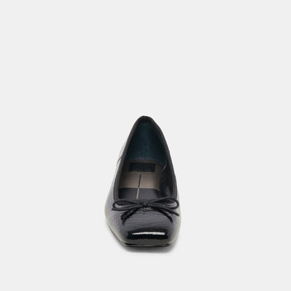 Anisa Ballet Flats NOIR EMBOSSED LEATHER - Dolce Vita
