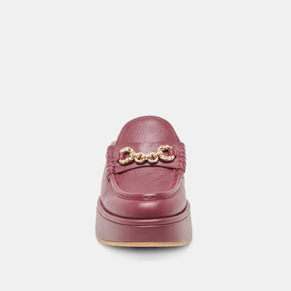 Dorrel Maroon Leather Loafers - Dolce Vita