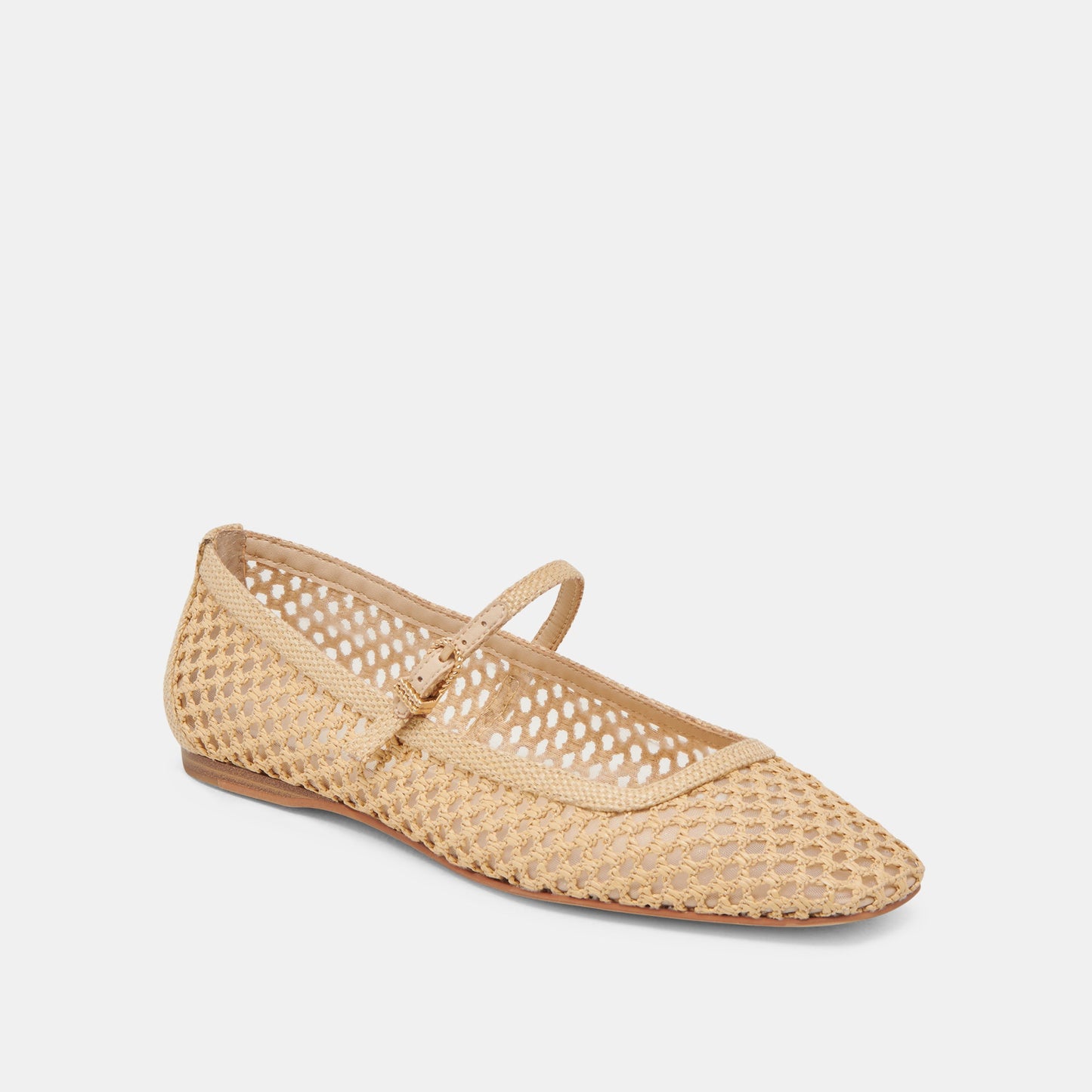 REYES WIDE BALLET FLATS LT NATURAL WOVEN RAFFIA - Dolce Vita