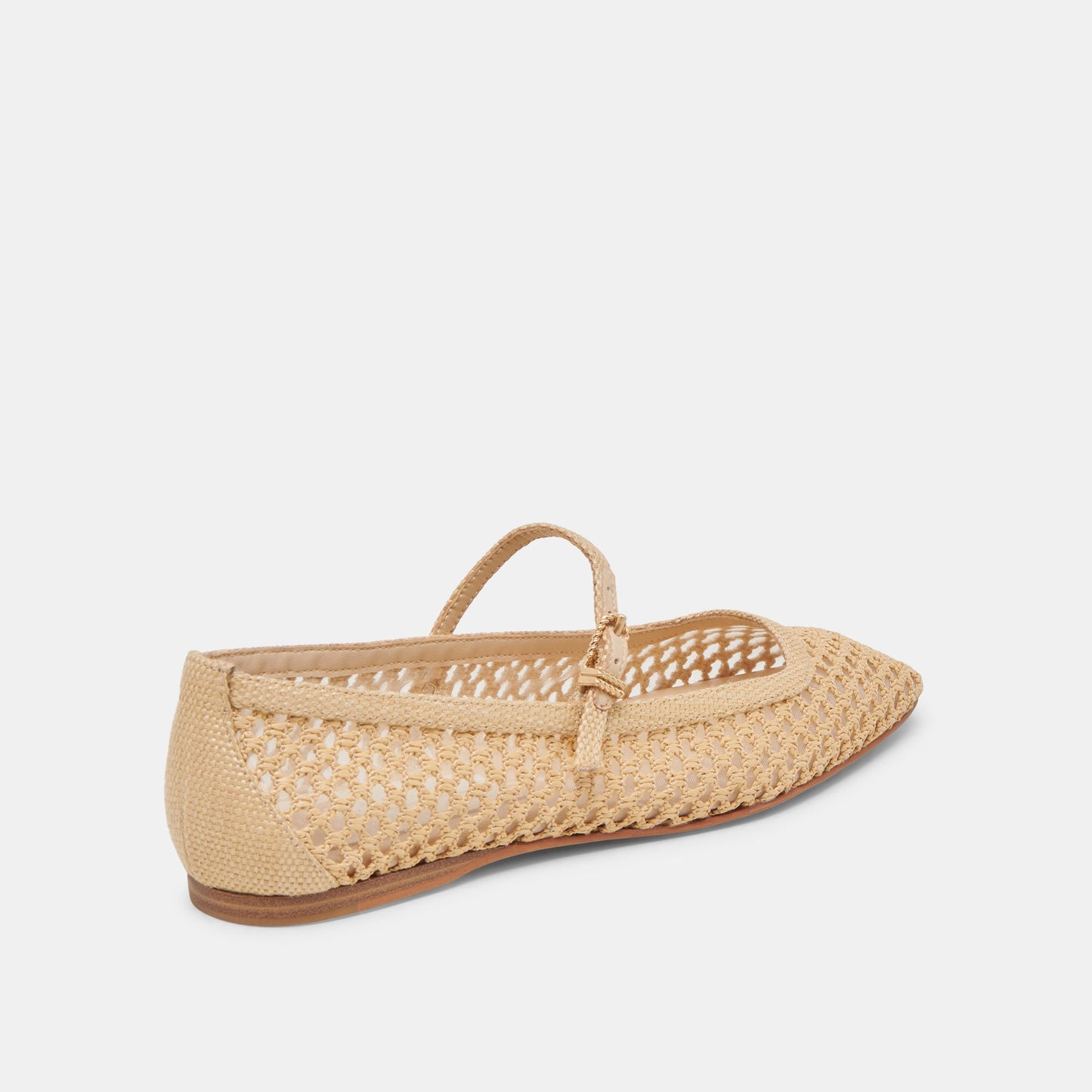 REYES WIDE BALLET FLATS LT NATURAL WOVEN RAFFIA - Dolce Vita