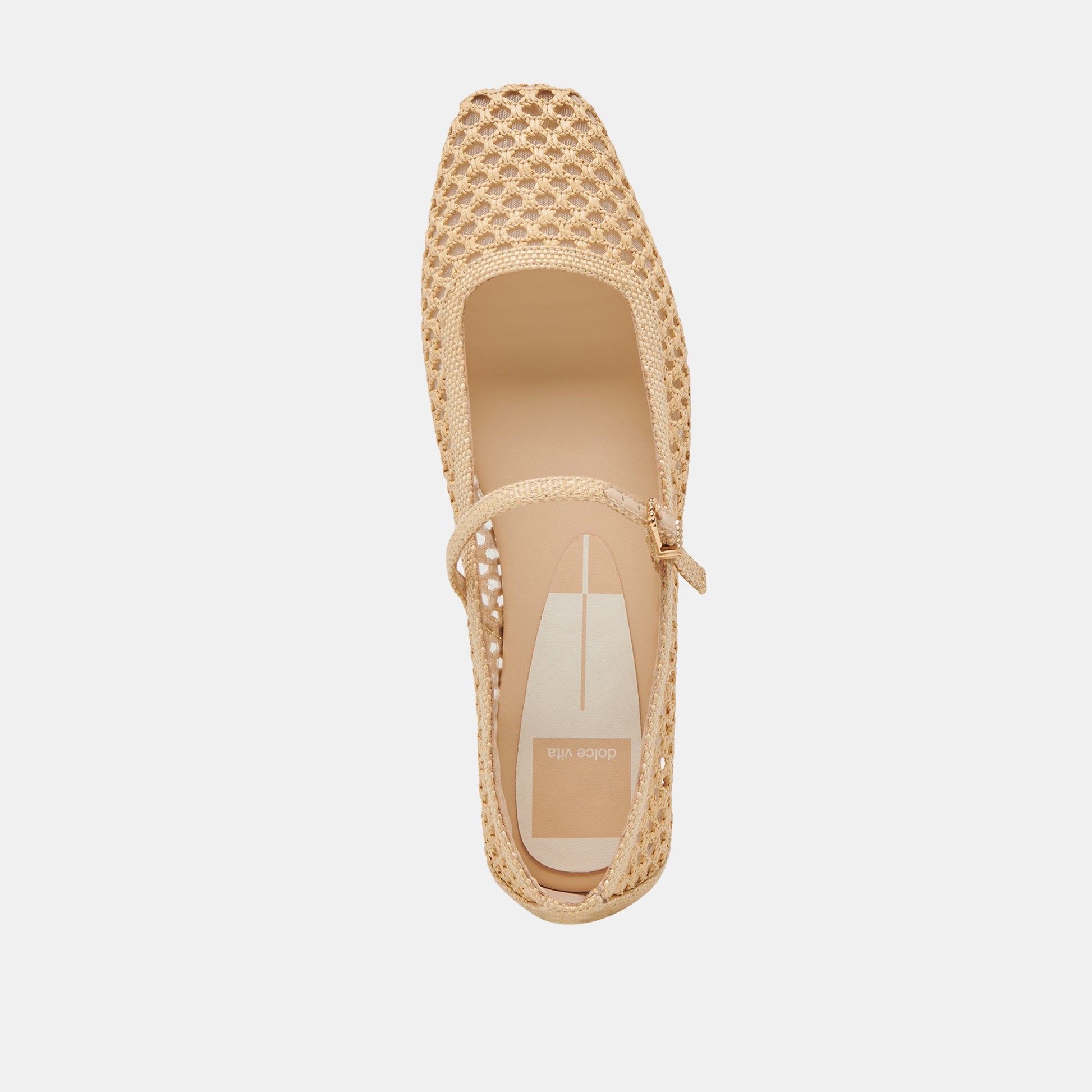 REYES WIDE BALLET FLATS LT NATURAL WOVEN RAFFIA - Dolce Vita