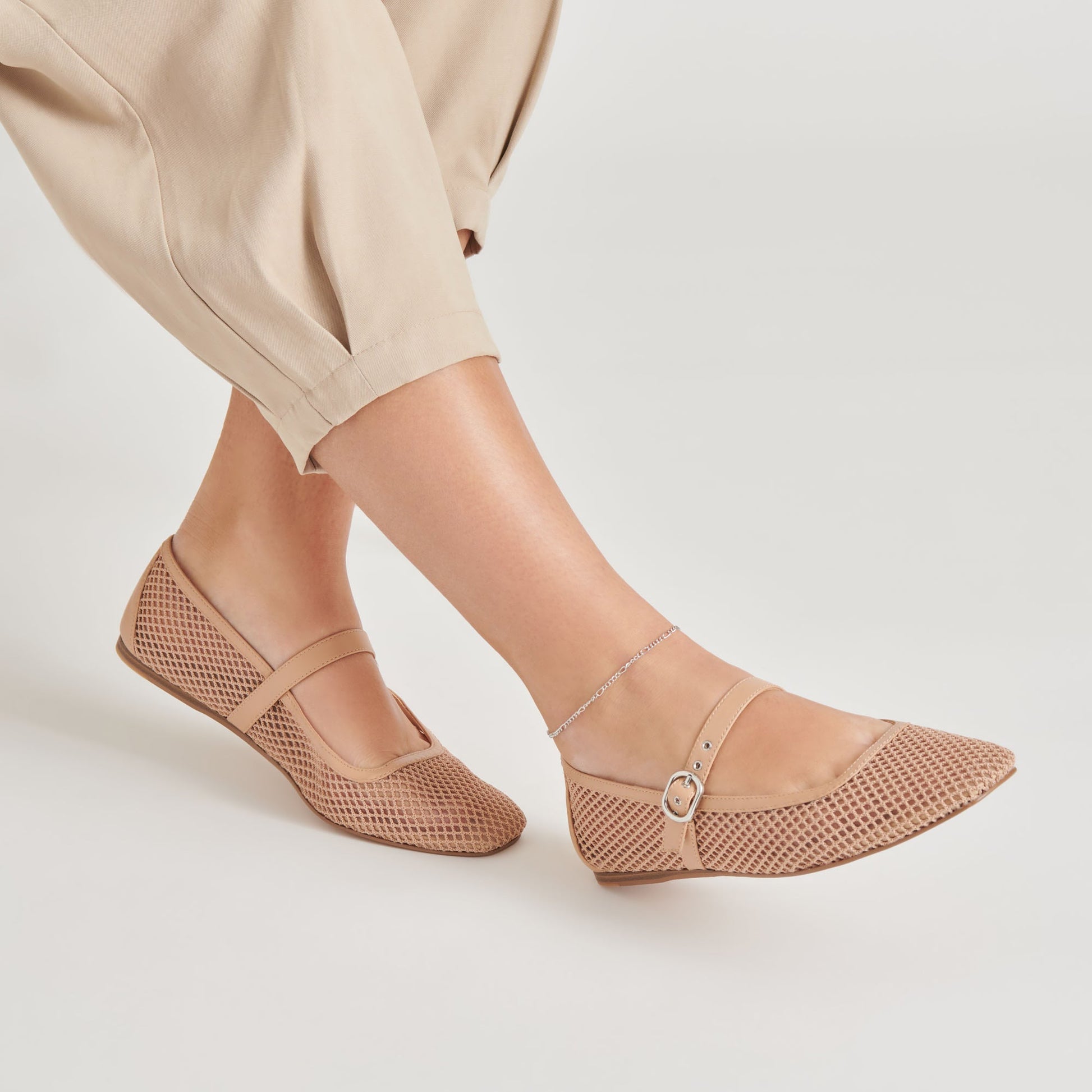 RODNI MESH BALLET FLATS LIGHT TAN WOVEN MESH - Dolce Vita