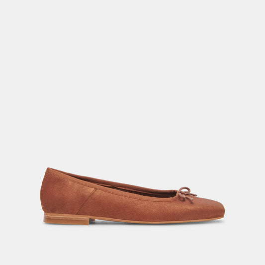 Anisa Wide Ballet Flats Copper Metallic Suede - Dolce Vita