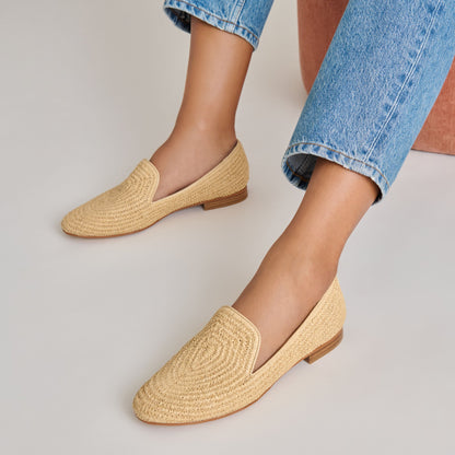 Baylen Natural Woven Raffia Flats - Dolce Vita