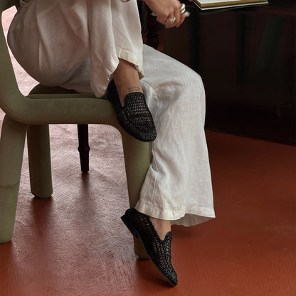 Armond Black Woven Leather Flats - Dolce Vita