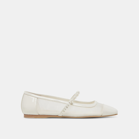 ROLLIN PEARL BALLET FLATS WHITE MESH - Dolce Vita