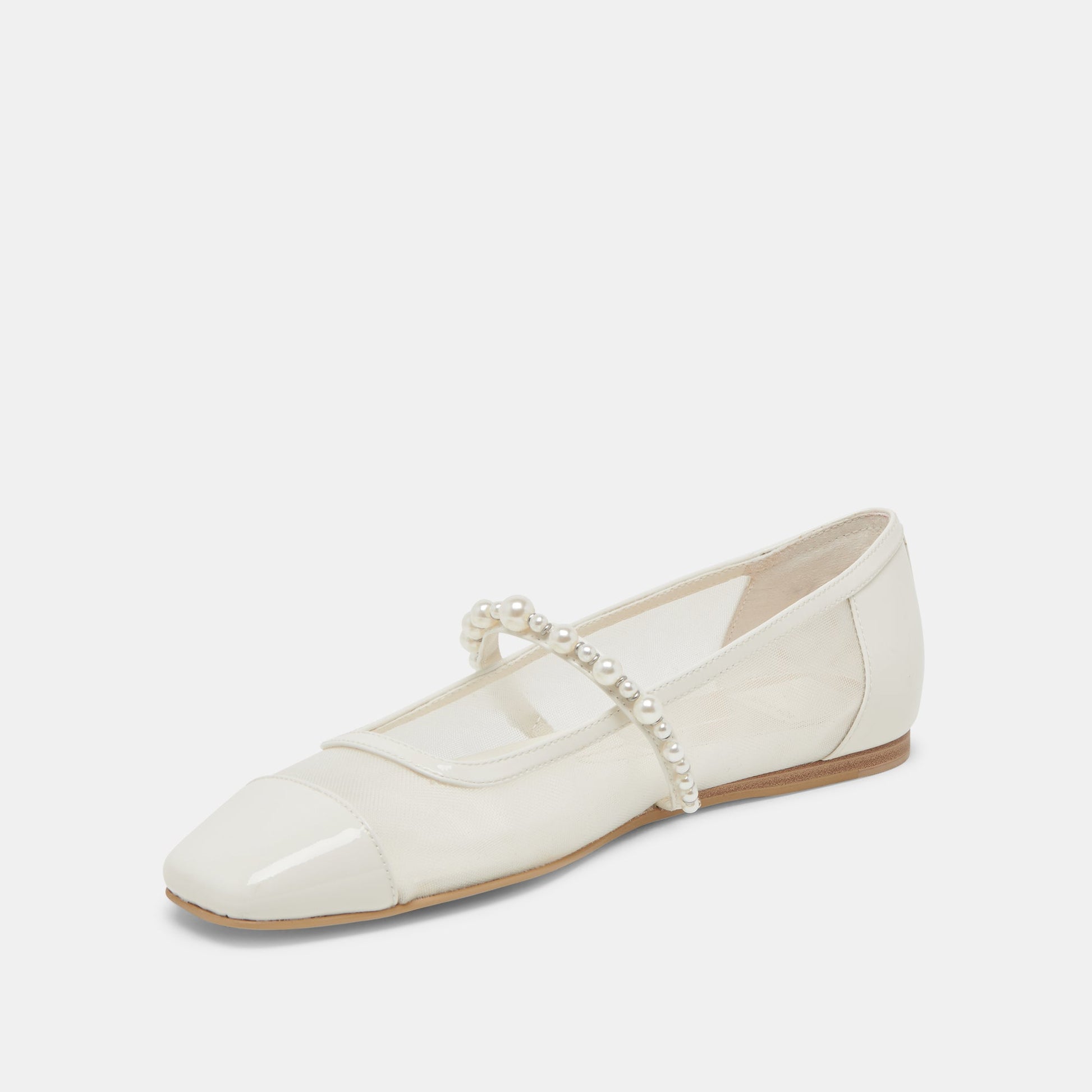ROLLIN PEARL BALLET FLATS WHITE MESH - Dolce Vita