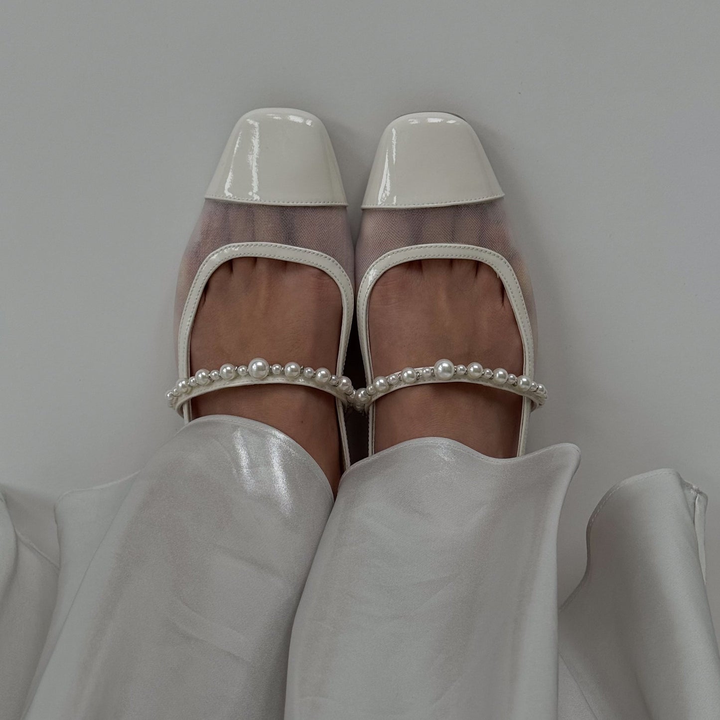 ROLLIN PEARL BALLET FLATS WHITE MESH - Dolce Vita