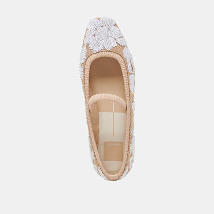 RHODIE BALLET FLATS NATURAL MULTI FLORAL SEQUIN - Dolce Vita