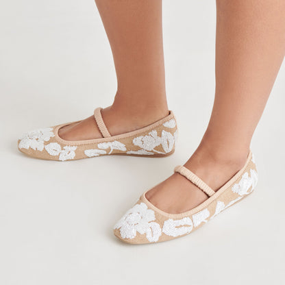 RHODIE BALLET FLATS NATURAL MULTI FLORAL SEQUIN - Dolce Vita