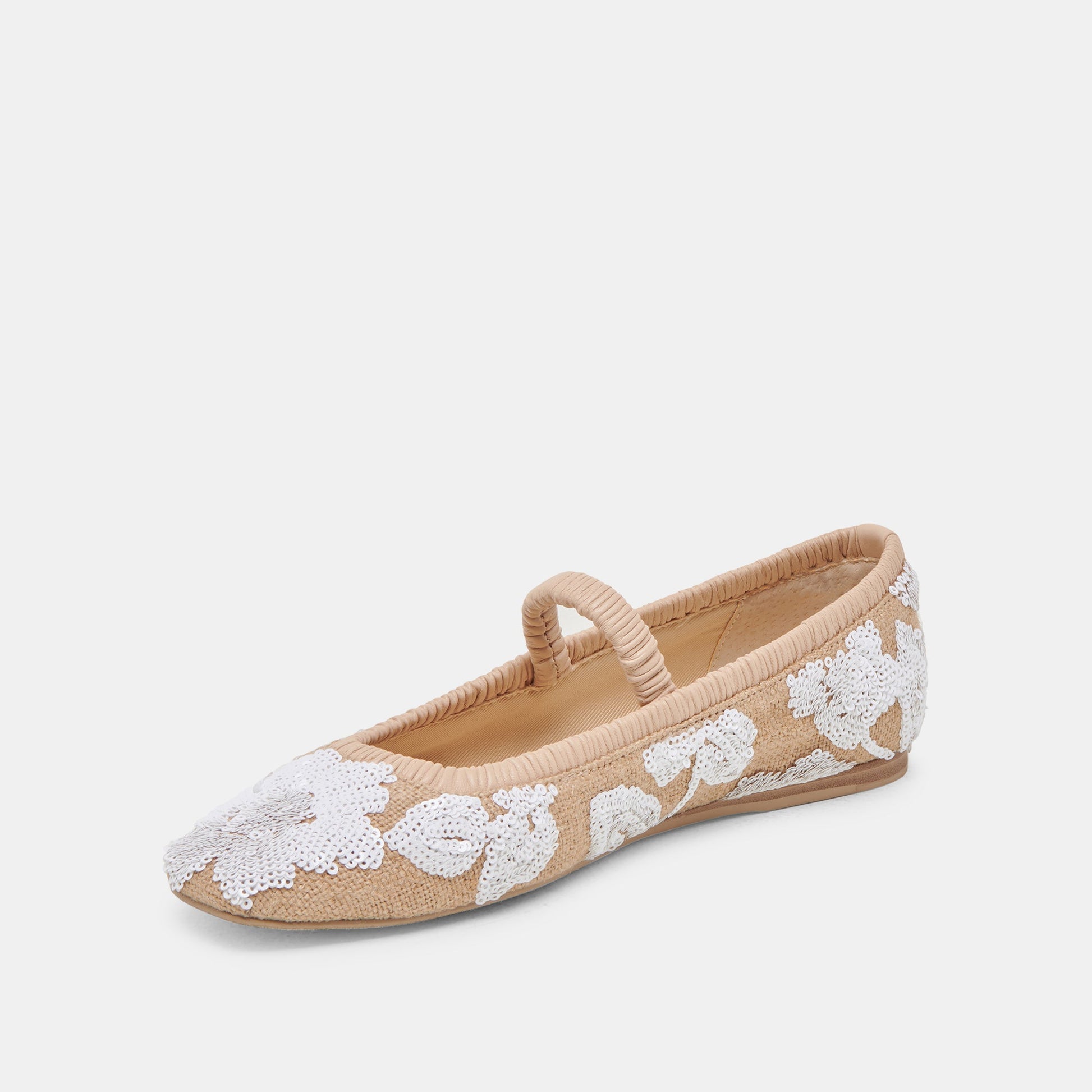 RHODIE BALLET FLATS NATURAL MULTI FLORAL SEQUIN - Dolce Vita