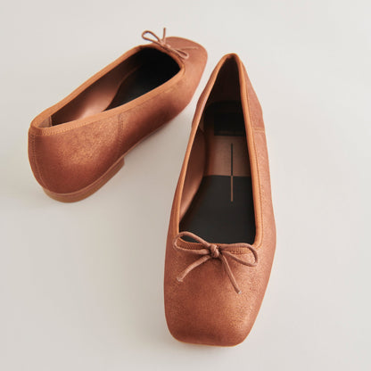 ANISA Ballet Flats Copper Metallic Suede - Dolce Vita