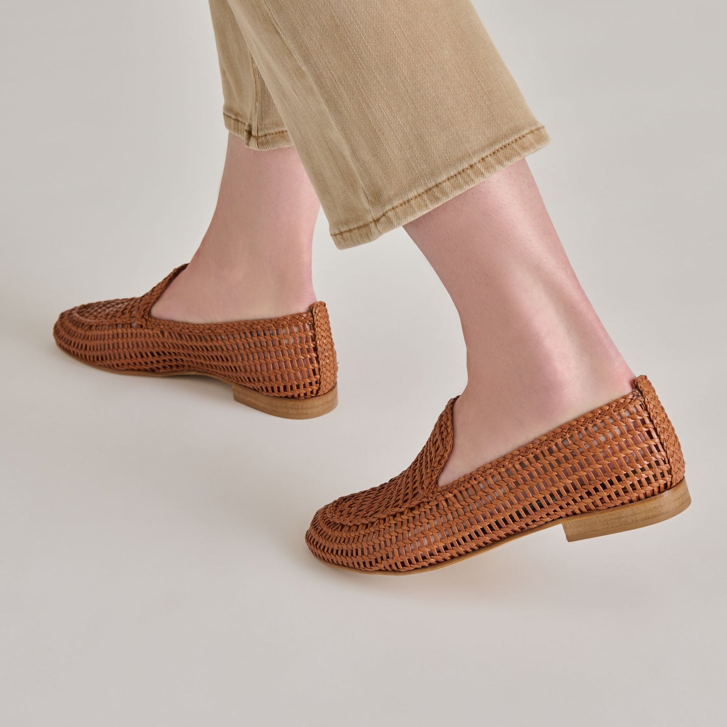 Armond Cognac Woven Leather Flats - Dolce Vita