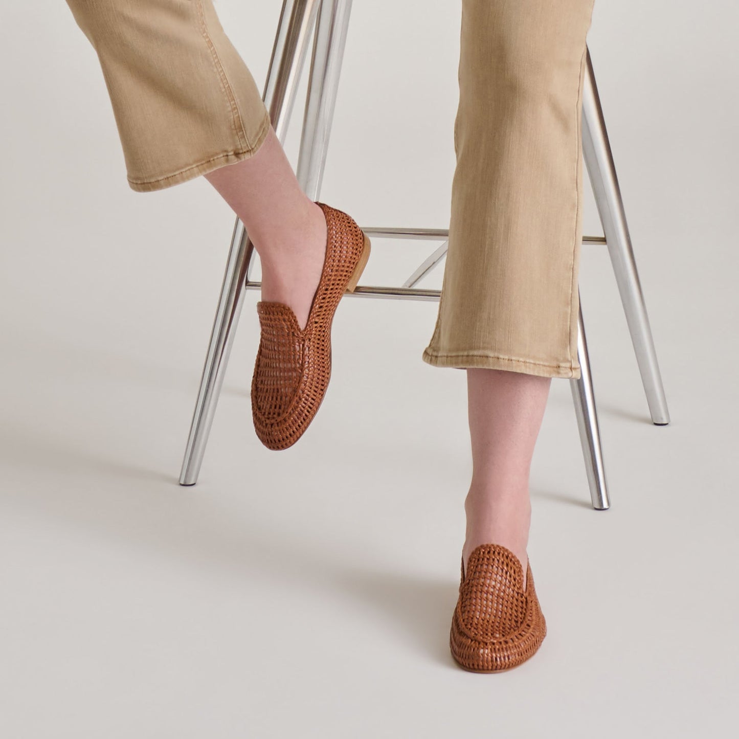 Armond Cognac Woven Leather Flats - Dolce Vita
