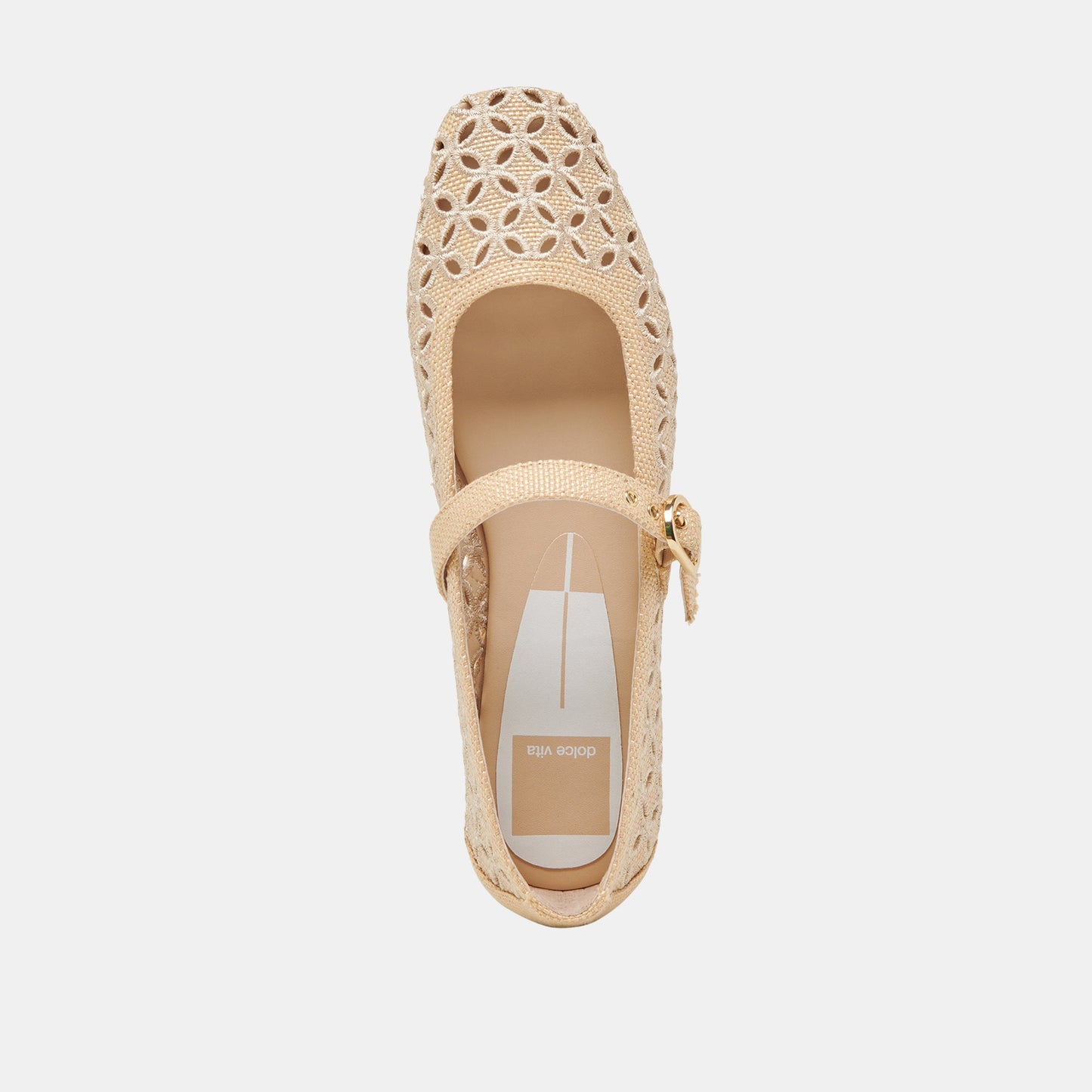 RODNI EYELET PERF BALLET FLATS LT NATURAL WOVEN RAFFIA - Dolce Vita