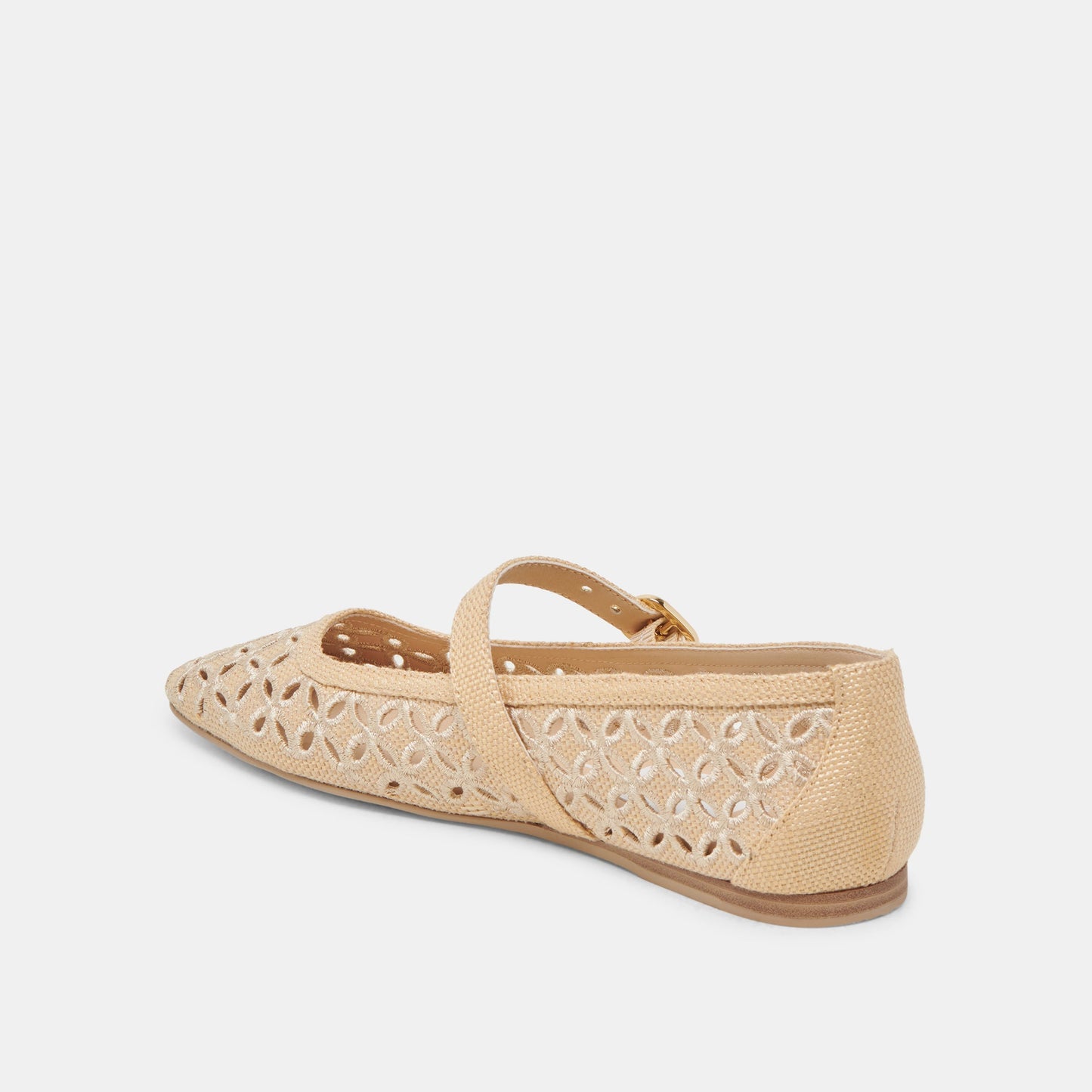 RODNI EYELET PERF BALLET FLATS LT NATURAL WOVEN RAFFIA - Dolce Vita