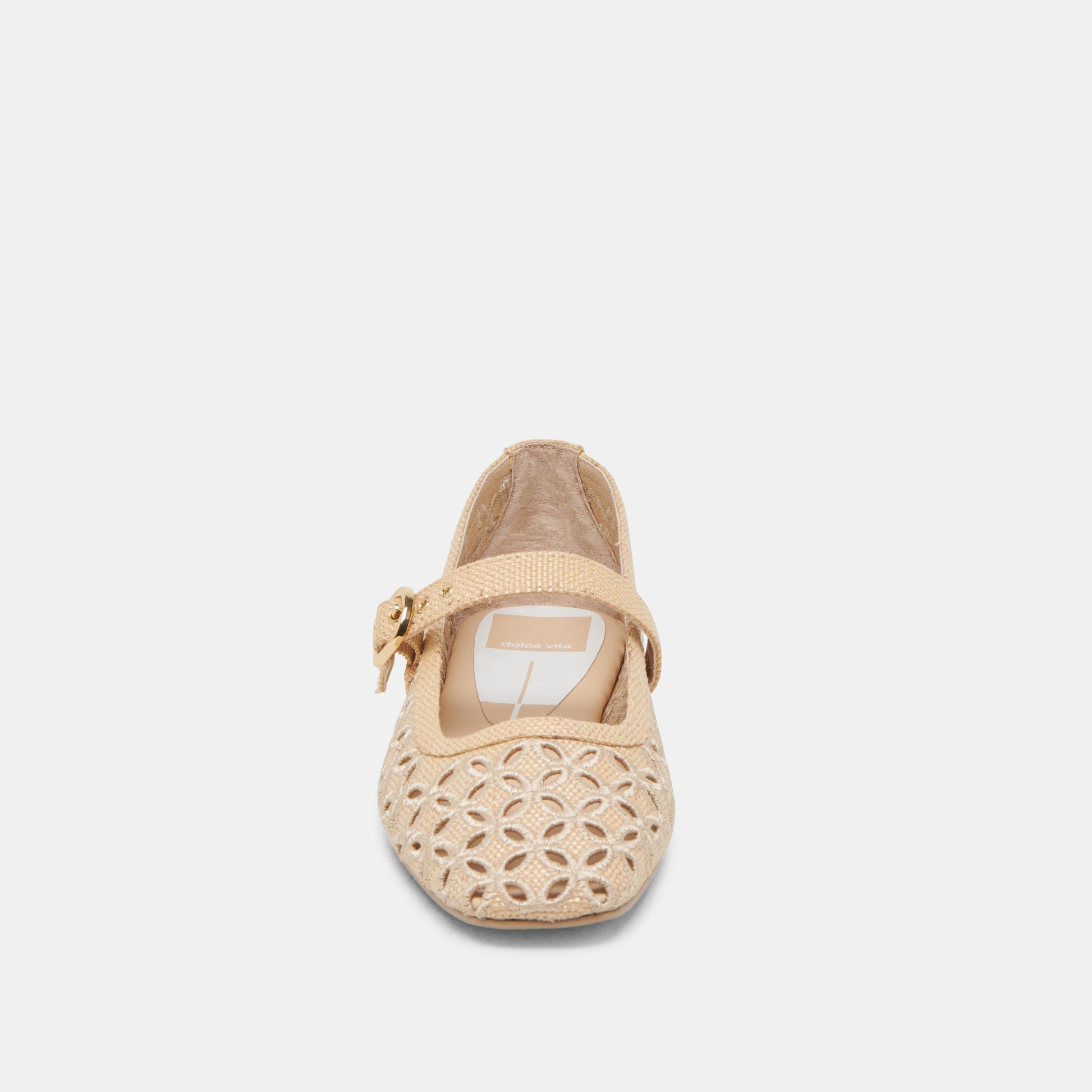 RODNI EYELET PERF BALLET FLATS LT NATURAL WOVEN RAFFIA - Dolce Vita