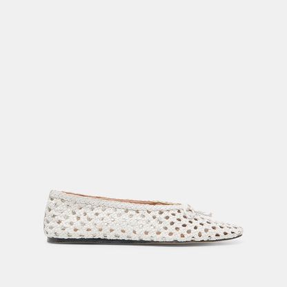 Edda Bone Woven Leather Ballet Flats - Dolce Vita