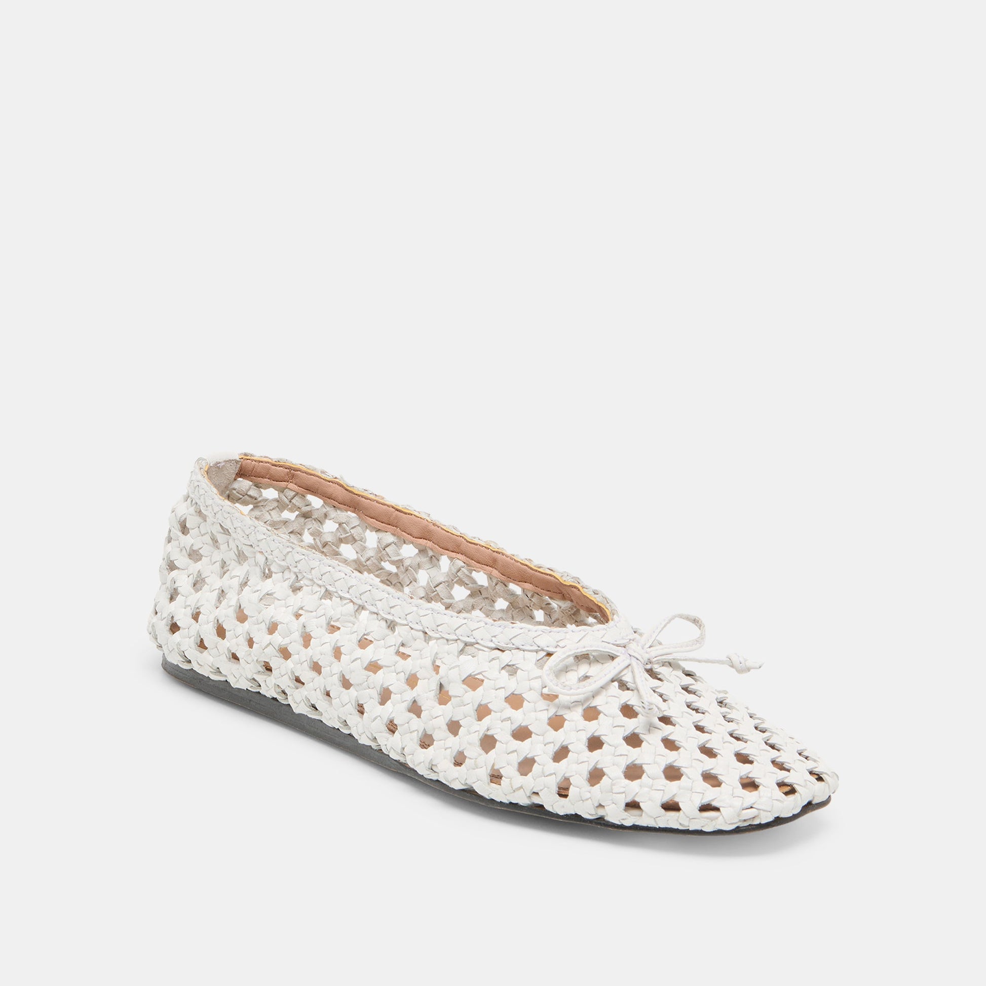 Edda Bone Woven Leather Ballet Flats - Dolce Vita