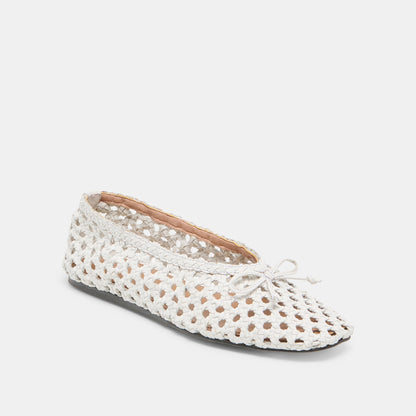 Edda Bone Woven Leather Ballet Flats - Dolce Vita